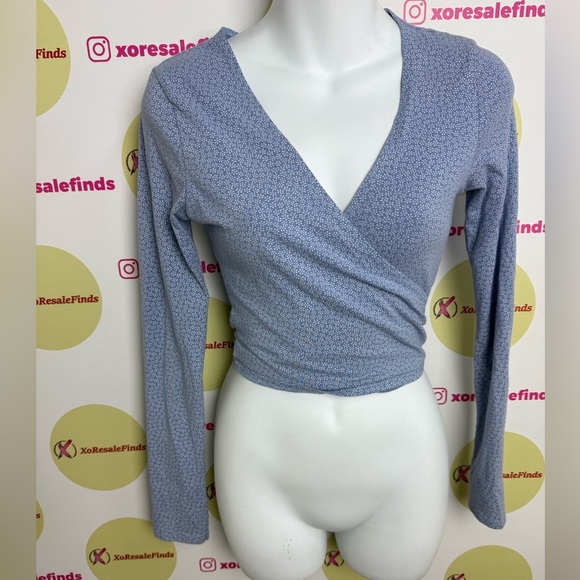 Brandy Melville Blue Wrap Top - Picture 1 of 5